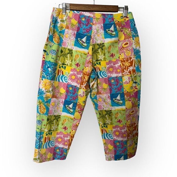 Bon Jour Bon Jour Pink blue, white, yellow Capri Size 10 - Picture 2 of 7